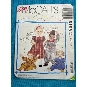 McCalls 6198 Sewing pattern toddler dress romper jumpsuit size 1 2 3